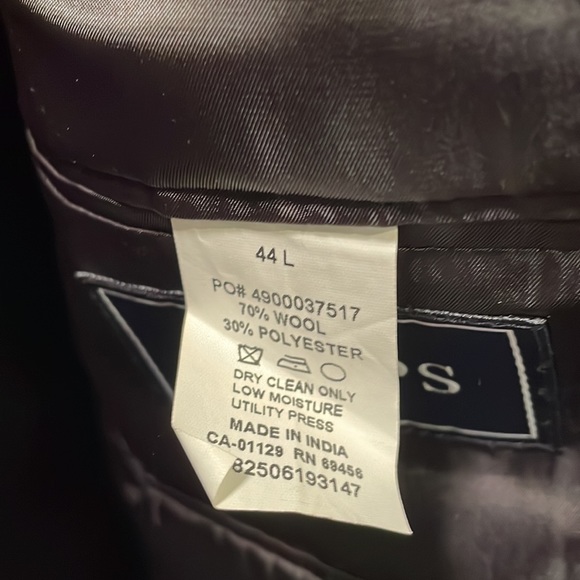 CHAPS Black Italian Suit Wool Blend BlazerMens 44L GREAT BUTTONS - Picture 4 of 10